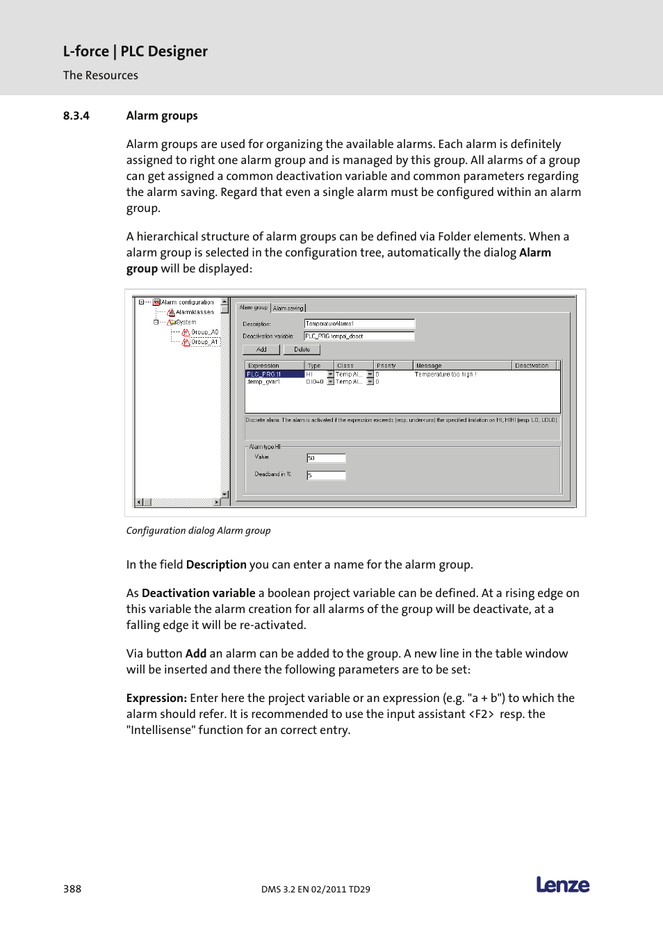 Alarm groups, L-force | plc designer | Lenze PLC Designer PLC Designer (R2-x) User Manual | Page 390 / 844