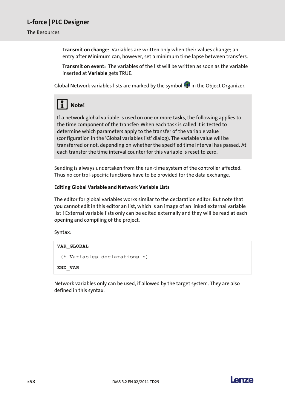 L-force | plc designer | Lenze PLC Designer PLC Designer (R2-x) User Manual | Page 400 / 844