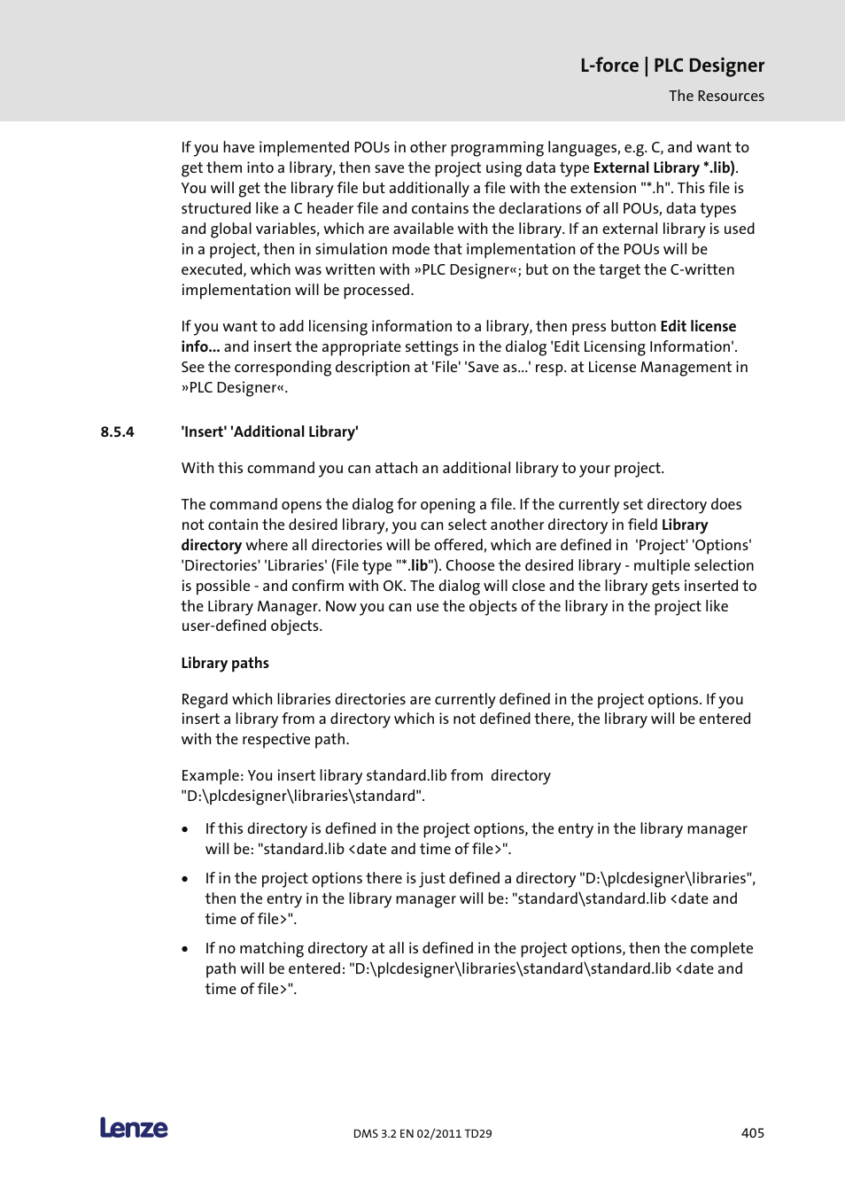 Insert' 'additional library, L-force | plc designer | Lenze PLC Designer PLC Designer (R2-x) User Manual | Page 407 / 844