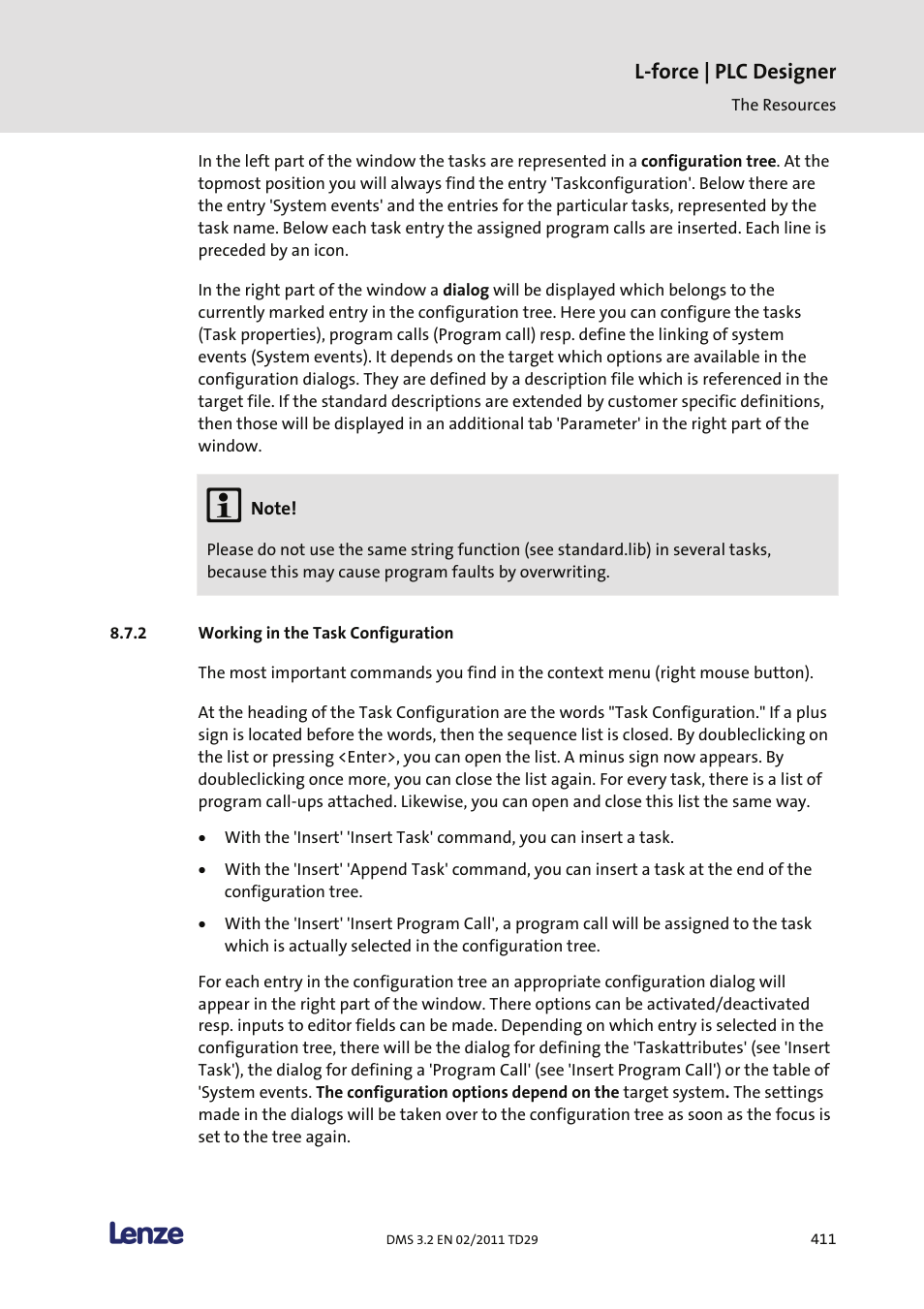 Working in the task configuration, L-force | plc designer | Lenze PLC Designer PLC Designer (R2-x) User Manual | Page 413 / 844
