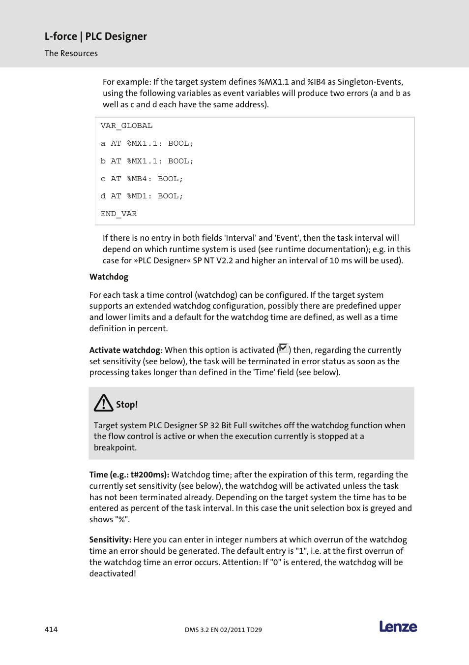 L-force | plc designer | Lenze PLC Designer PLC Designer (R2-x) User Manual | Page 416 / 844