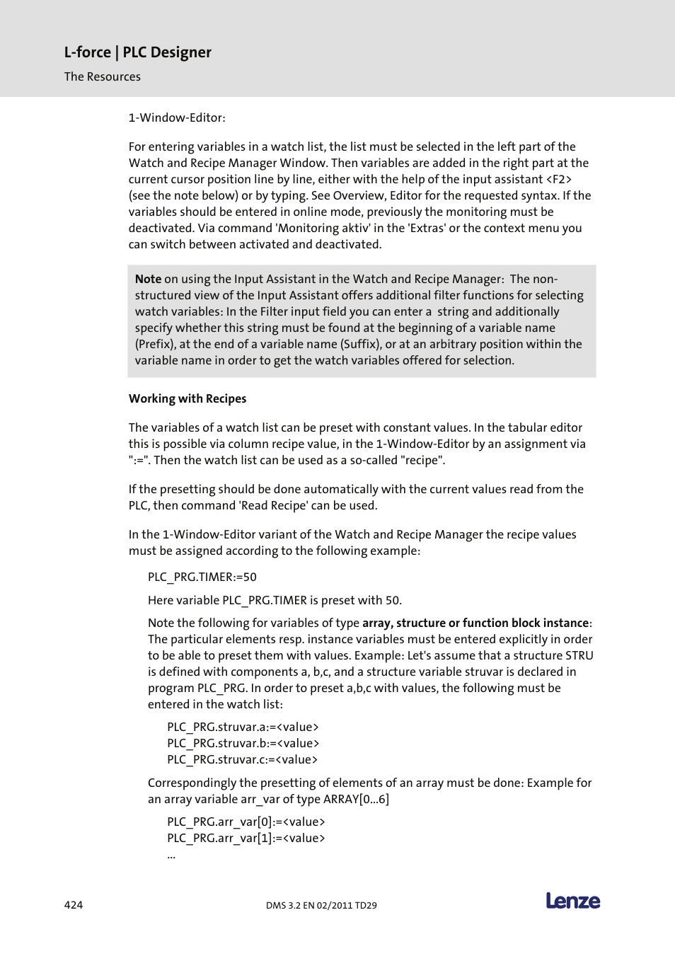 L-force | plc designer | Lenze PLC Designer PLC Designer (R2-x) User Manual | Page 426 / 844