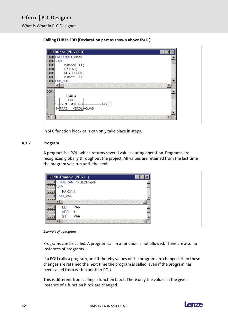 Program, L-force | plc designer | Lenze PLC Designer PLC Designer (R2-x) User Manual | Page 44 / 844