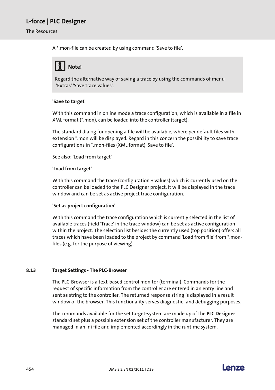 Target settings - the plc-browser, L-force | plc designer | Lenze PLC Designer PLC Designer (R2-x) User Manual | Page 456 / 844