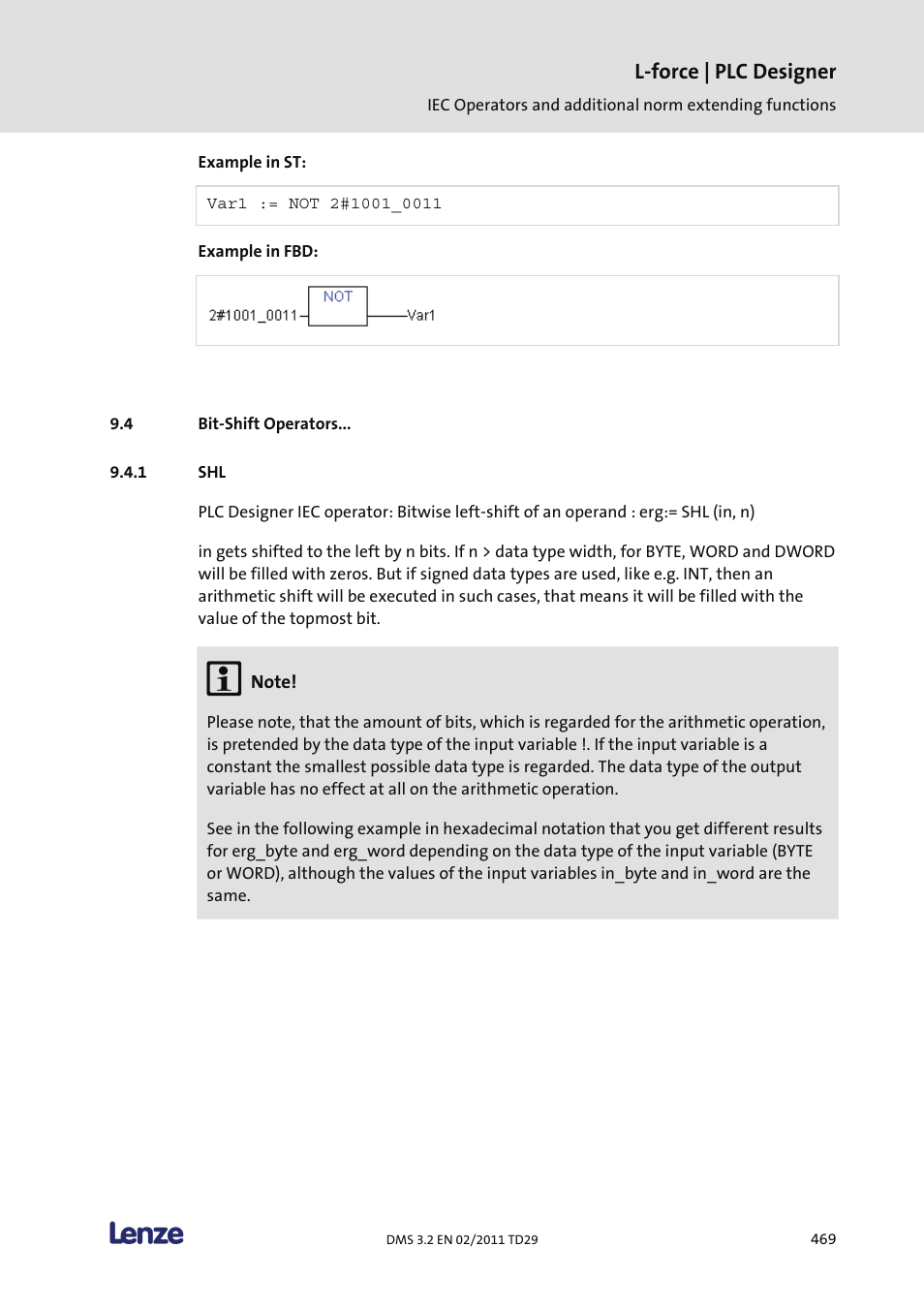 Bit-shift operators, L-force | plc designer | Lenze PLC Designer PLC Designer (R2-x) User Manual | Page 471 / 844