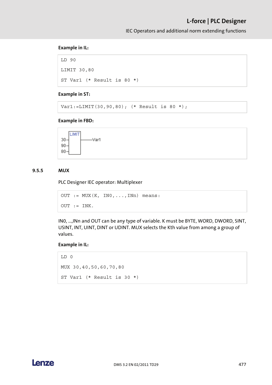 L-force | plc designer | Lenze PLC Designer PLC Designer (R2-x) User Manual | Page 479 / 844