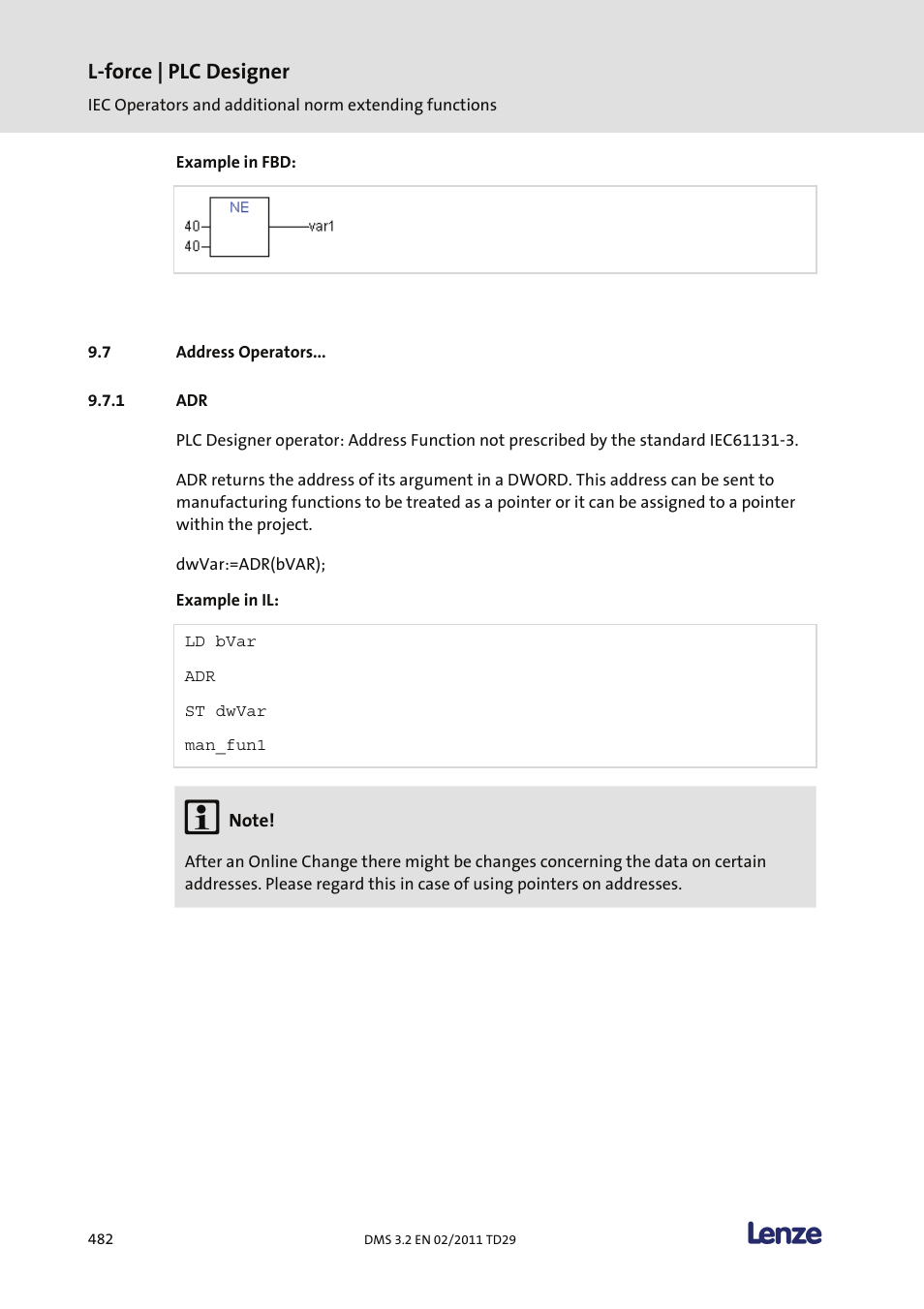 Address operators, L-force | plc designer | Lenze PLC Designer PLC Designer (R2-x) User Manual | Page 484 / 844