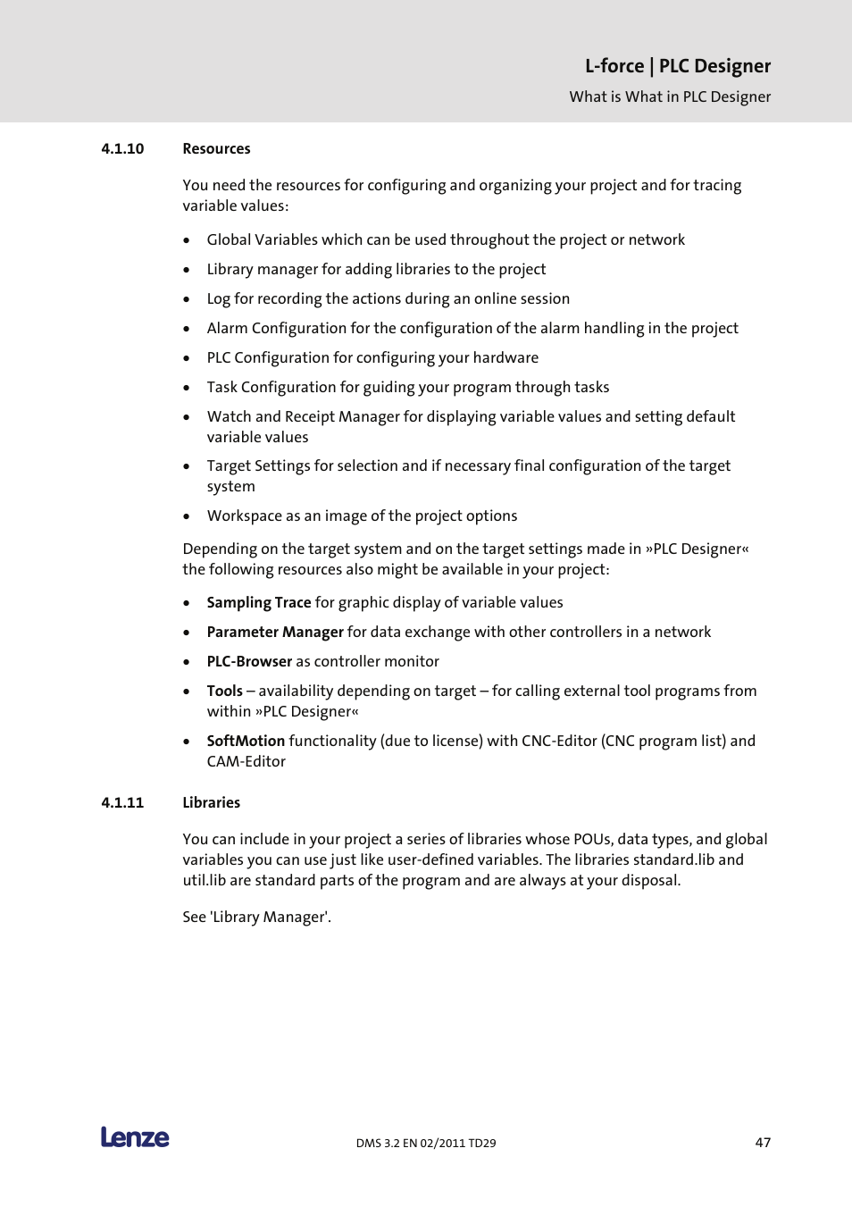 Resources, Libraries, L-force | plc designer | Lenze PLC Designer PLC Designer (R2-x) User Manual | Page 49 / 844