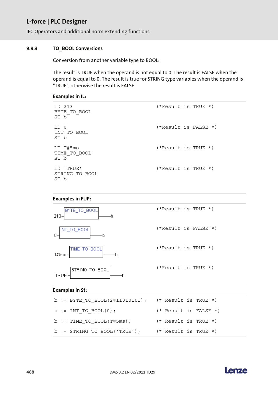 To_bool conversions, L-force | plc designer | Lenze PLC Designer PLC Designer (R2-x) User Manual | Page 490 / 844