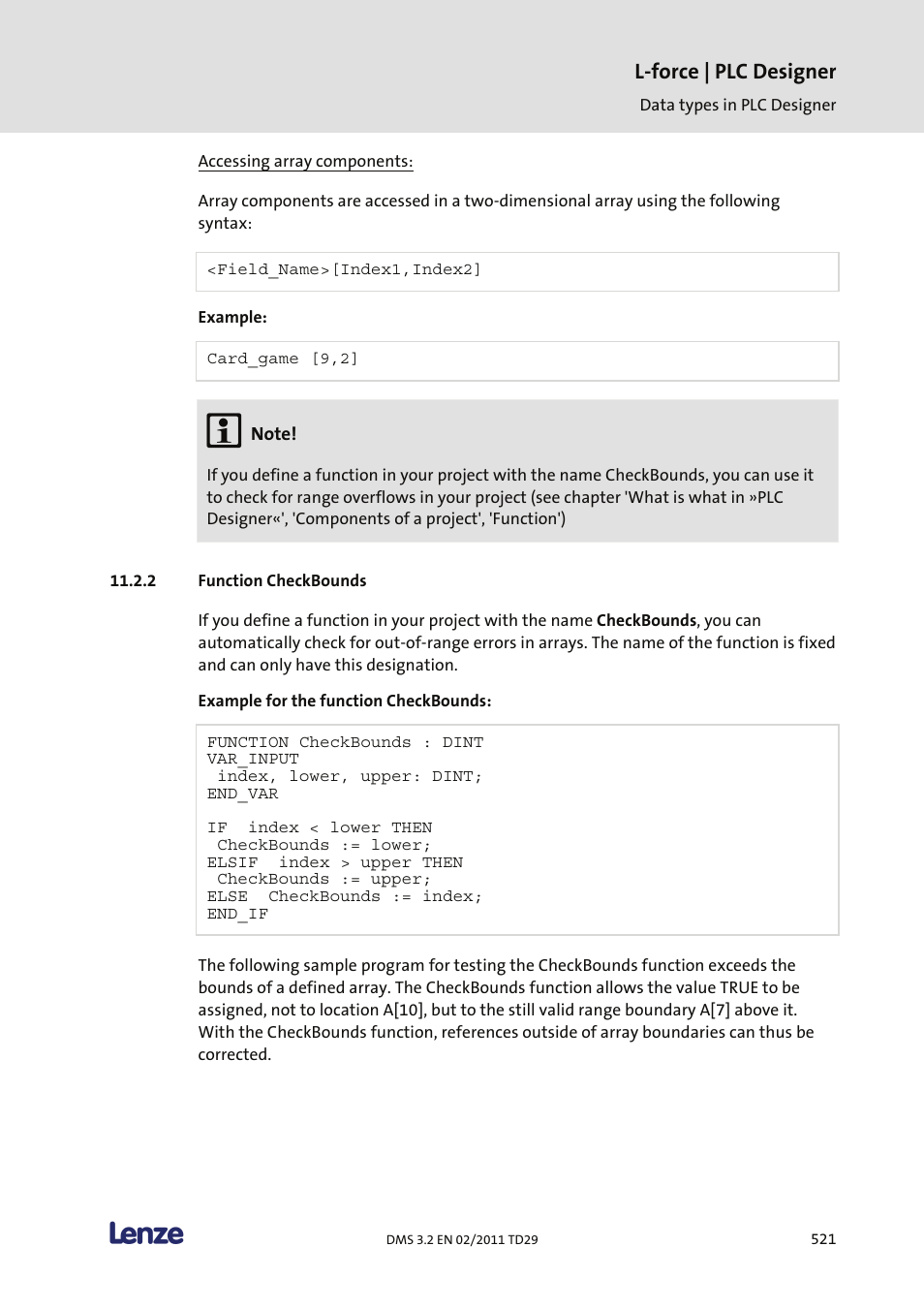 Function checkbounds, L-force | plc designer | Lenze PLC Designer PLC Designer (R2-x) User Manual | Page 523 / 844