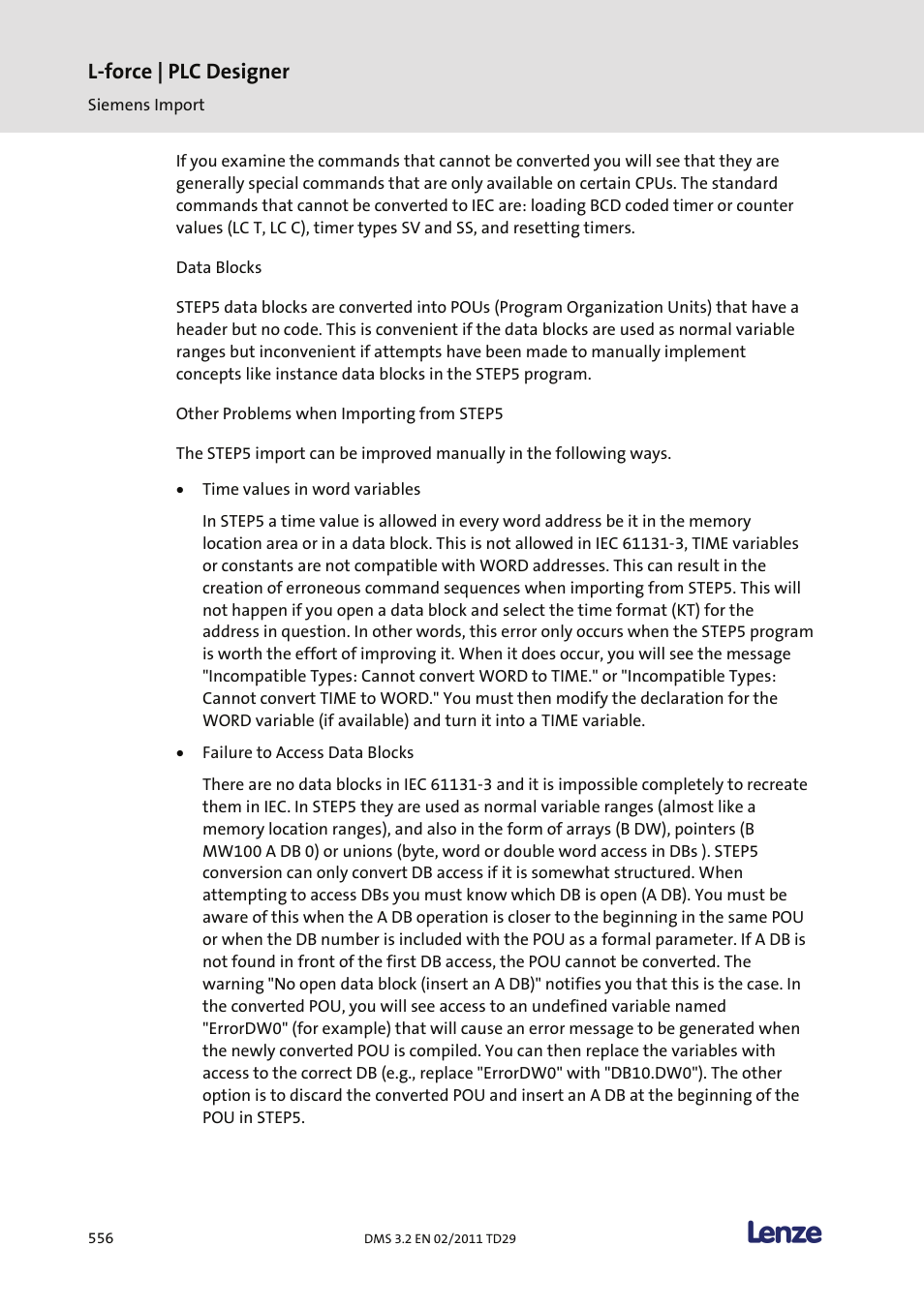 L-force | plc designer | Lenze PLC Designer PLC Designer (R2-x) User Manual | Page 558 / 844