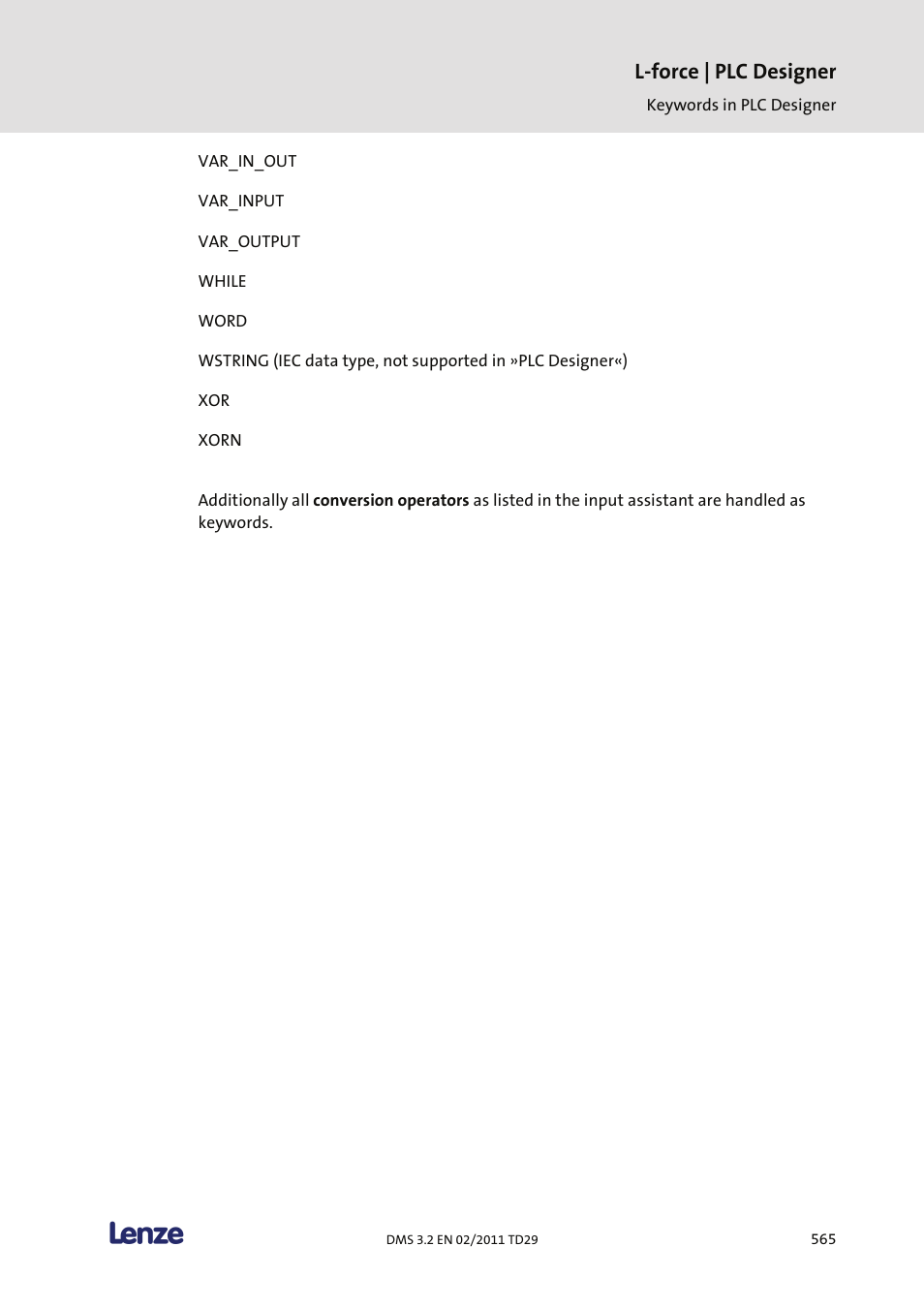 L-force | plc designer | Lenze PLC Designer PLC Designer (R2-x) User Manual | Page 567 / 844