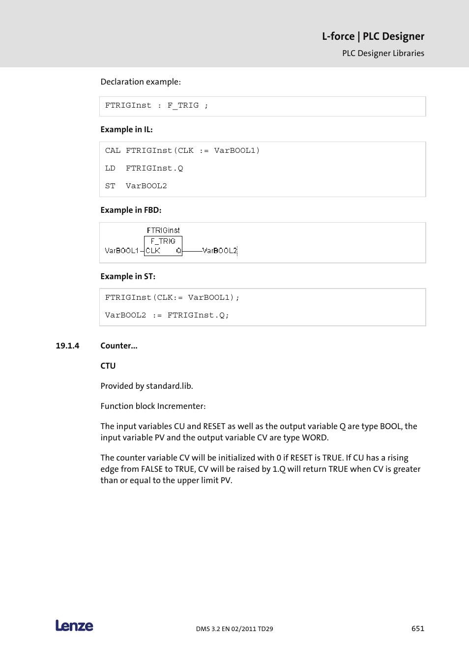 Counter, L-force | plc designer | Lenze PLC Designer PLC Designer (R2-x) User Manual | Page 653 / 844