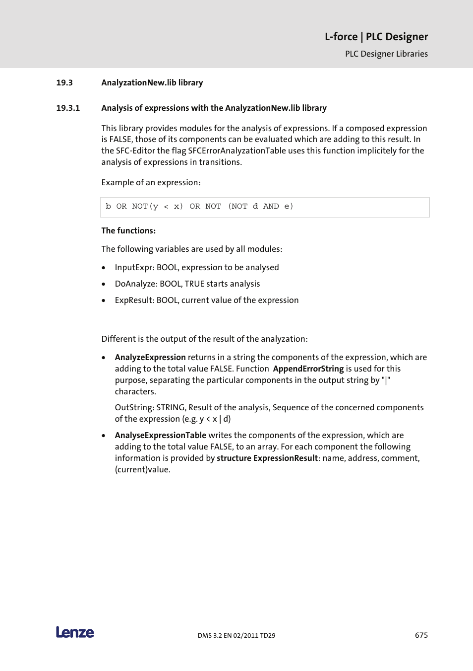 Analyzationnew.lib library, L-force | plc designer | Lenze PLC Designer PLC Designer (R2-x) User Manual | Page 677 / 844