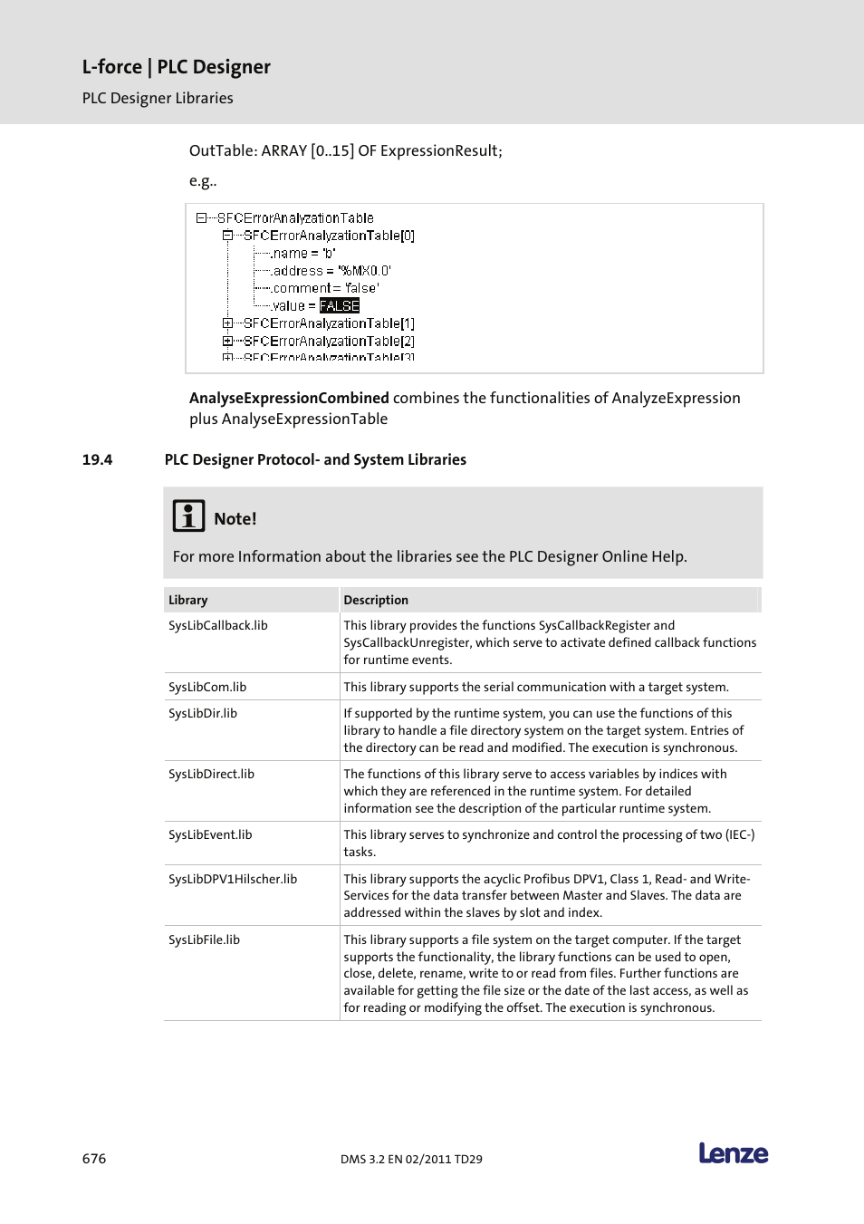 Plc designer protocol- and system libraries, L-force | plc designer | Lenze PLC Designer PLC Designer (R2-x) User Manual | Page 678 / 844