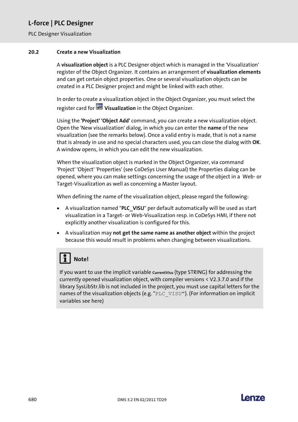 Create a new visualization, L-force | plc designer | Lenze PLC Designer PLC Designer (R2-x) User Manual | Page 682 / 844