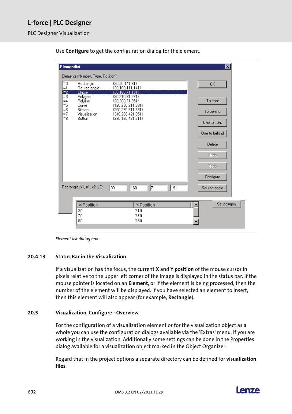 Status bar in the visualization, Visualization, configure - overview, L-force | plc designer | Lenze PLC Designer PLC Designer (R2-x) User Manual | Page 694 / 844