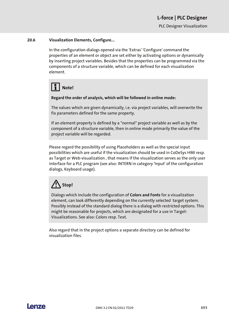 Visualization elements, configure | Lenze PLC Designer PLC Designer (R2-x) User Manual | Page 695 / 844