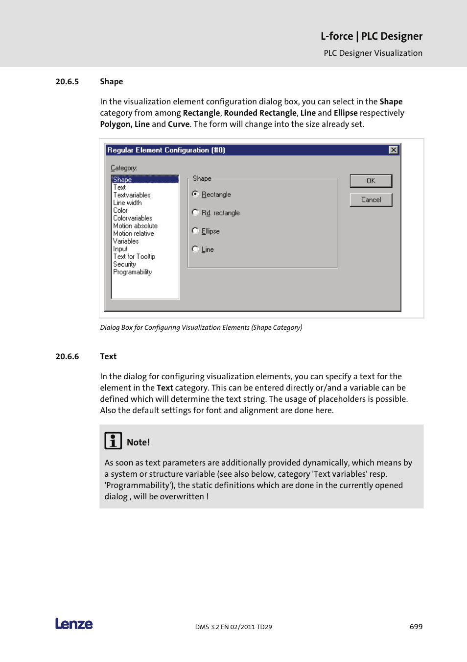 Shape, Text, L-force | plc designer | Lenze PLC Designer PLC Designer (R2-x) User Manual | Page 701 / 844