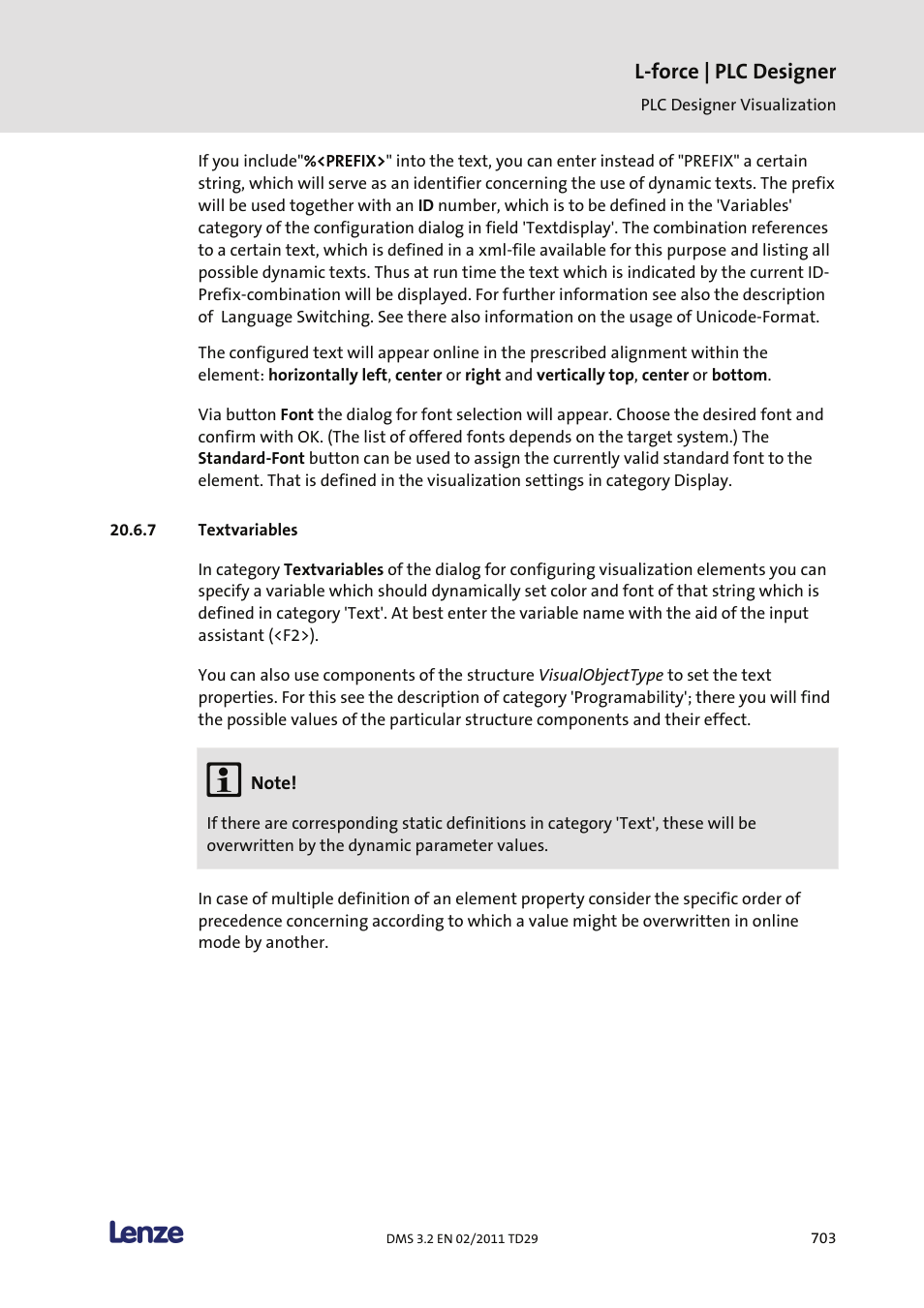 Textvariables, L-force | plc designer | Lenze PLC Designer PLC Designer (R2-x) User Manual | Page 705 / 844