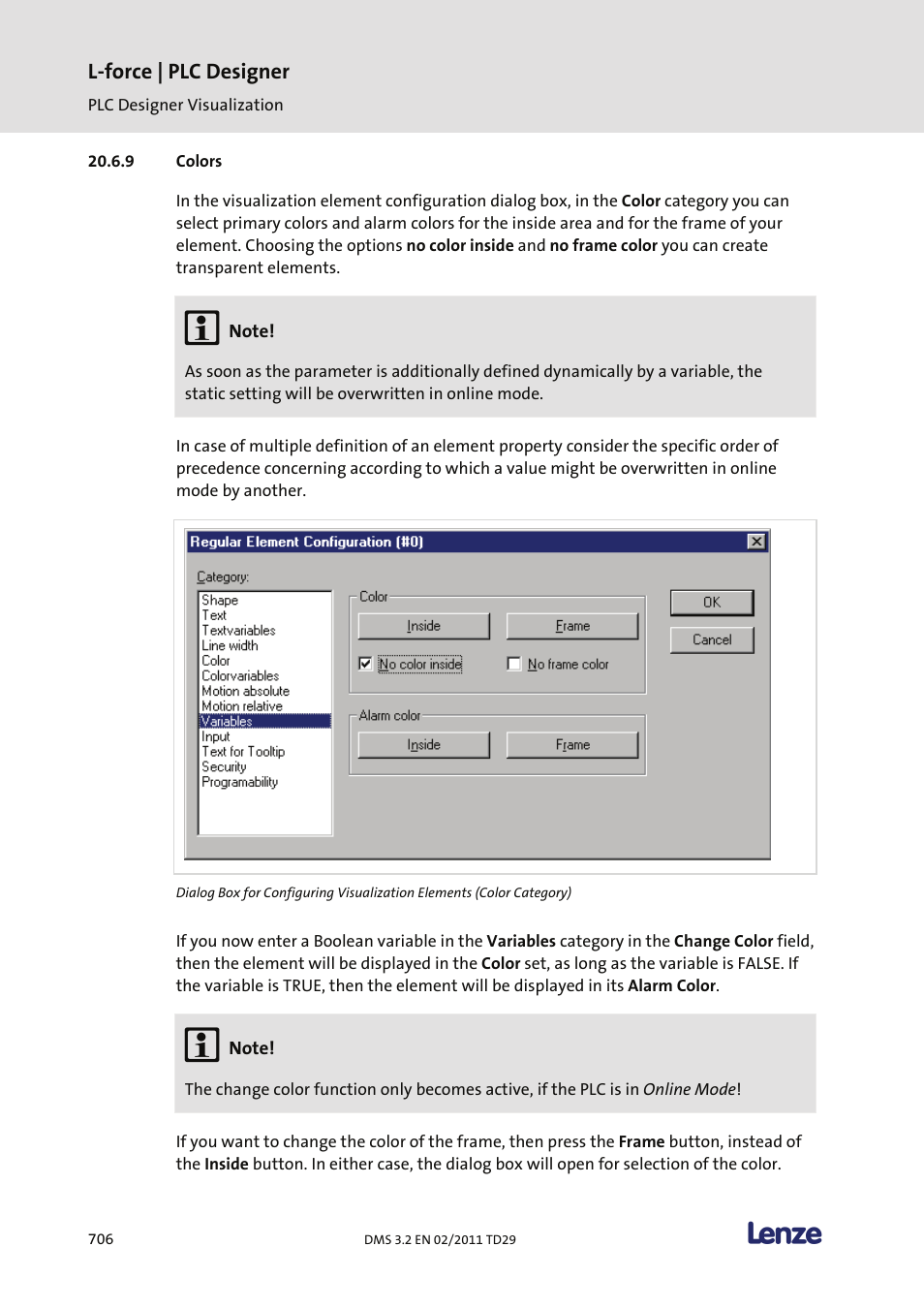 Colors | Lenze PLC Designer PLC Designer (R2-x) User Manual | Page 708 / 844