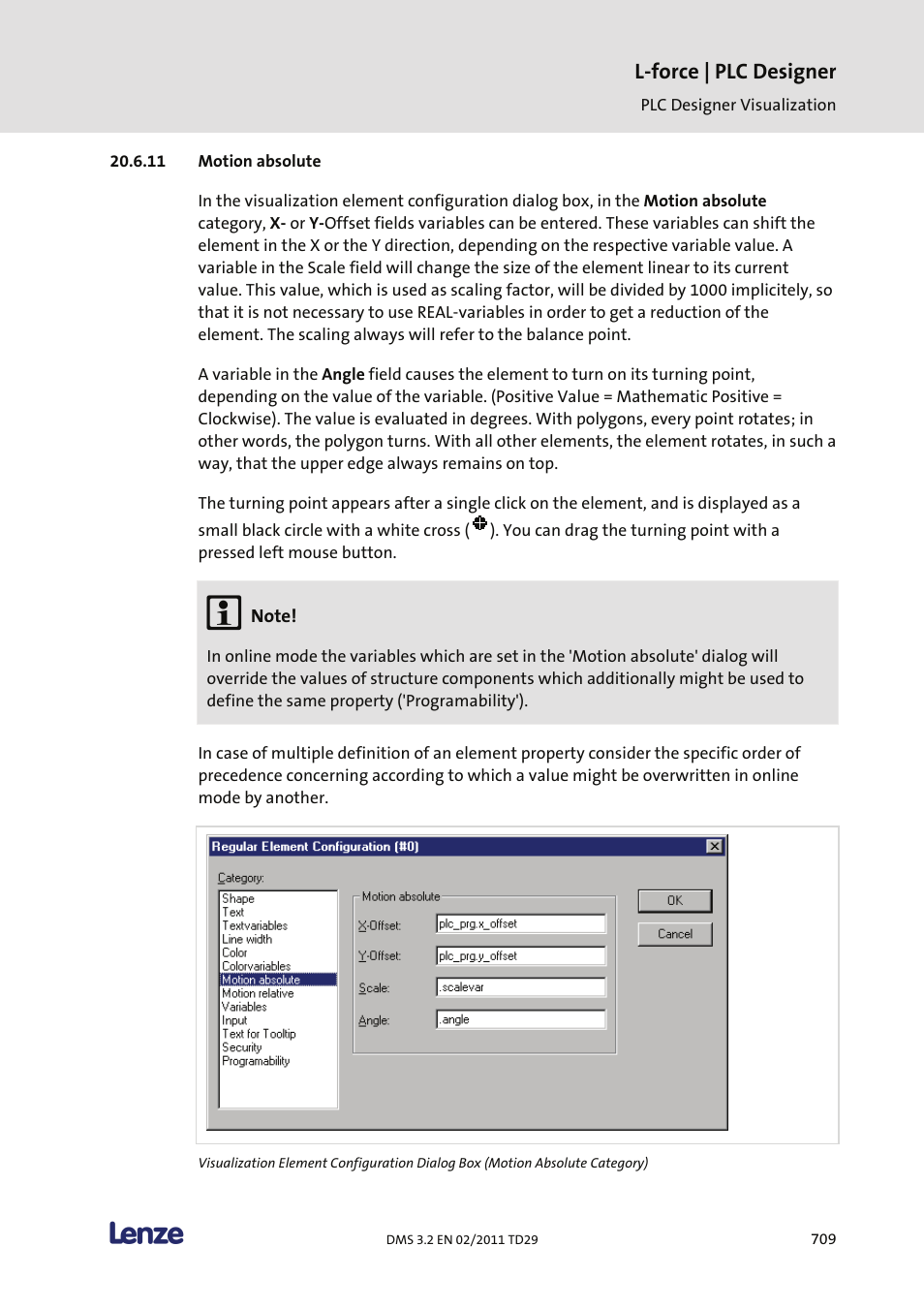 Motion absolute, L-force | plc designer | Lenze PLC Designer PLC Designer (R2-x) User Manual | Page 711 / 844