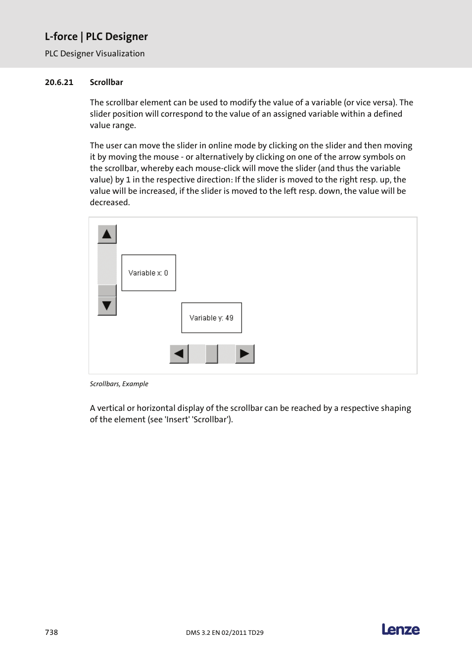 Scrollbar, L-force | plc designer | Lenze PLC Designer PLC Designer (R2-x) User Manual | Page 740 / 844