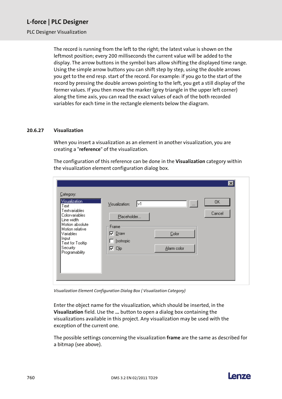 Visualization, L-force | plc designer | Lenze PLC Designer PLC Designer (R2-x) User Manual | Page 762 / 844