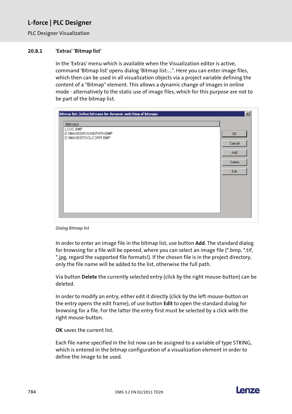 Extras' 'bitmap list, L-force | plc designer | Lenze PLC Designer PLC Designer (R2-x) User Manual | Page 786 / 844