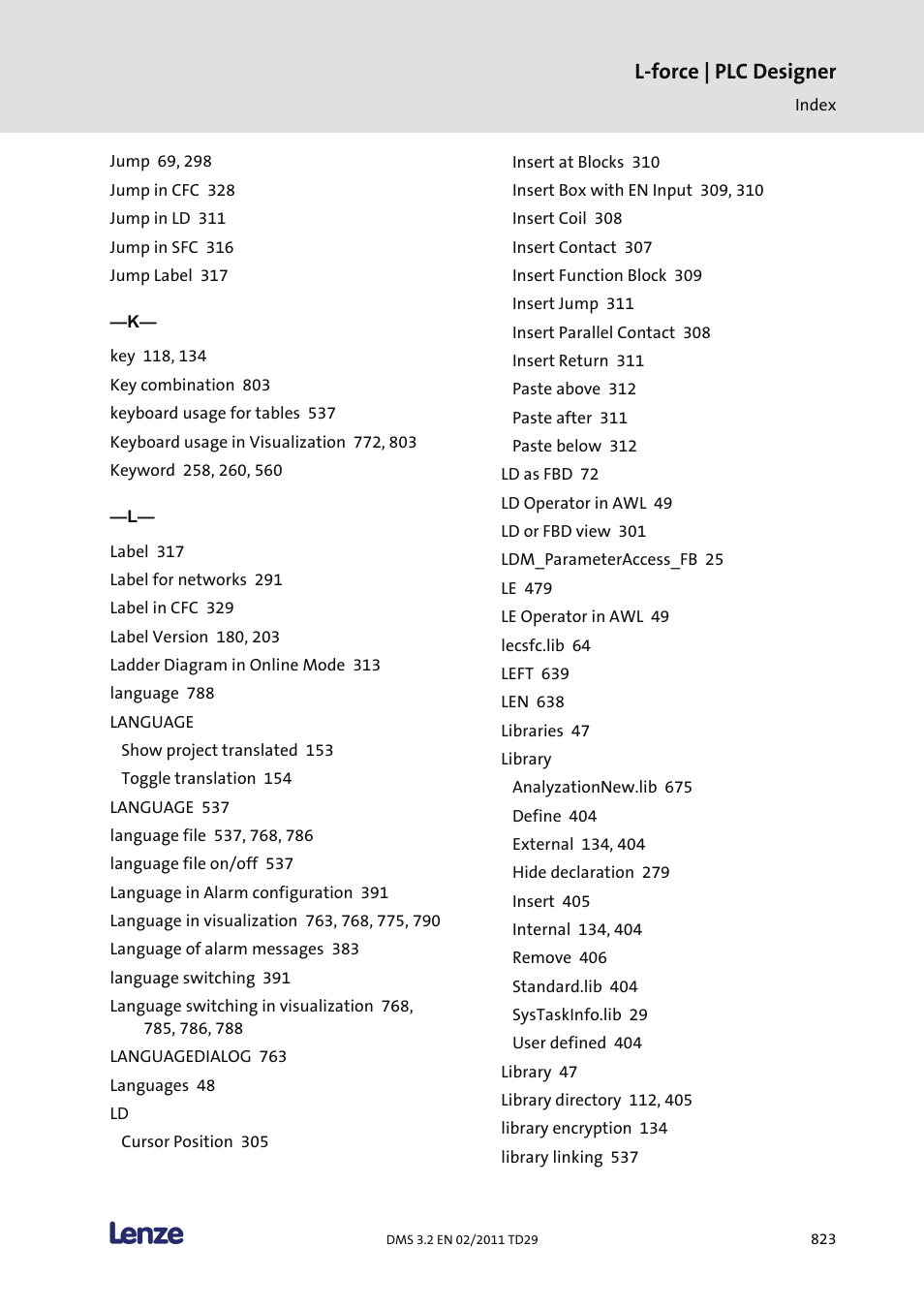 L-force | plc designer | Lenze PLC Designer PLC Designer (R2-x) User Manual | Page 825 / 844