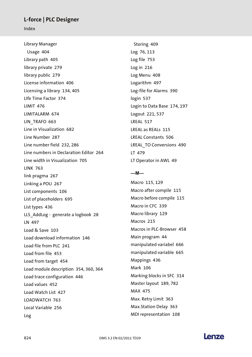 L-force | plc designer | Lenze PLC Designer PLC Designer (R2-x) User Manual | Page 826 / 844