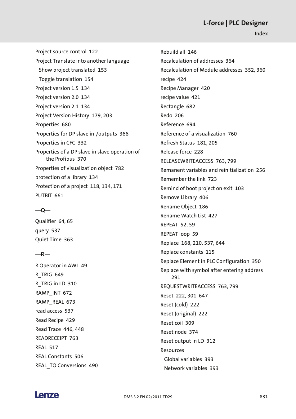 L-force | plc designer | Lenze PLC Designer PLC Designer (R2-x) User Manual | Page 833 / 844