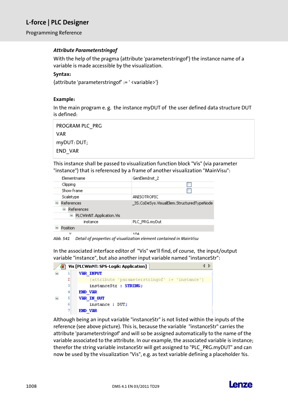 Attribute parameterstringof, L-force | plc designer | Lenze PLC Designer PLC Designer (R3-1) User Manual | Page 1010 / 1170