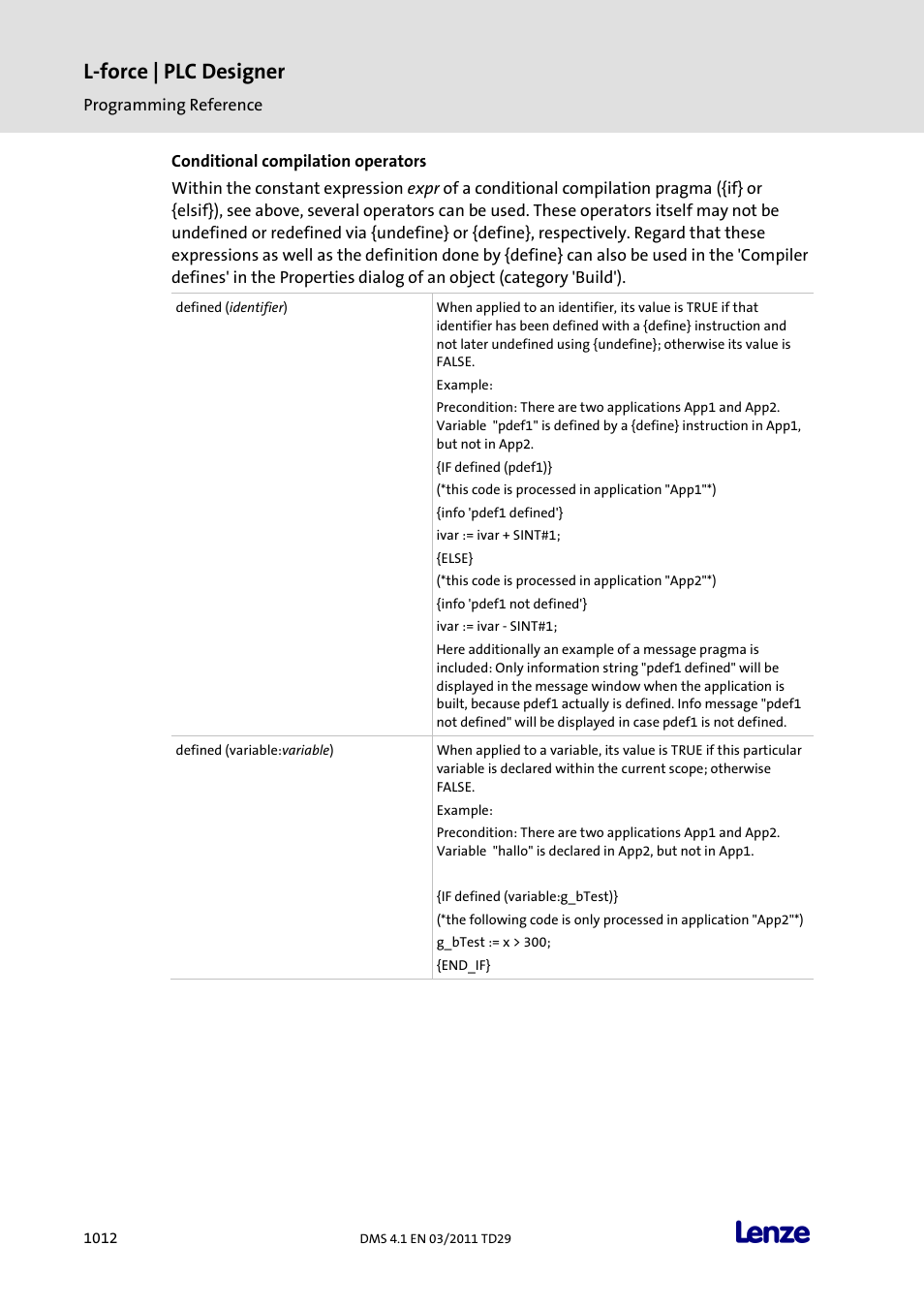 L-force | plc designer | Lenze PLC Designer PLC Designer (R3-1) User Manual | Page 1014 / 1170