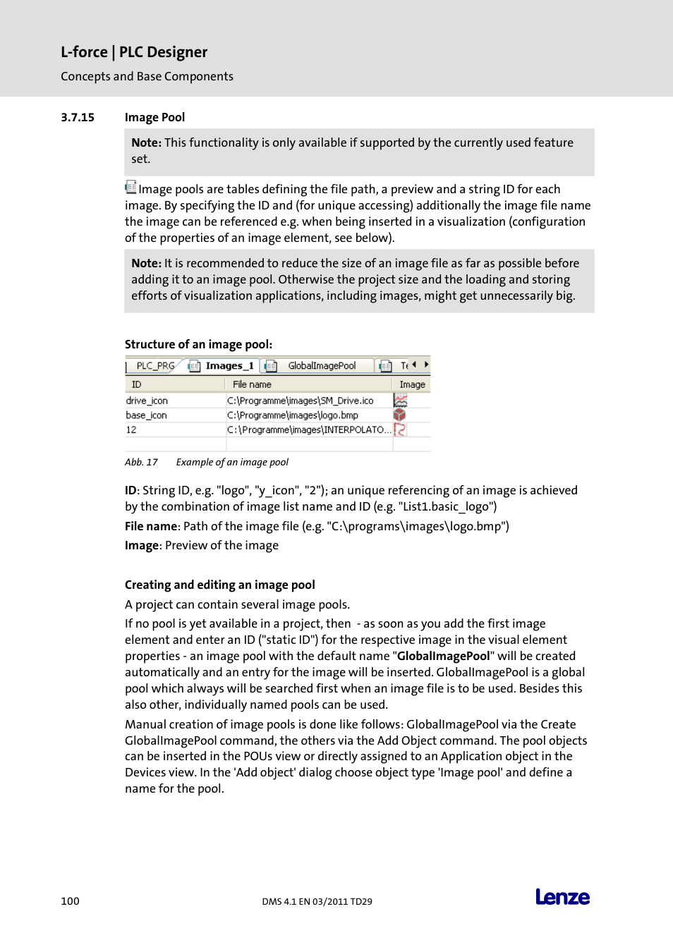 Image pool, L-force | plc designer | Lenze PLC Designer PLC Designer (R3-1) User Manual | Page 102 / 1170