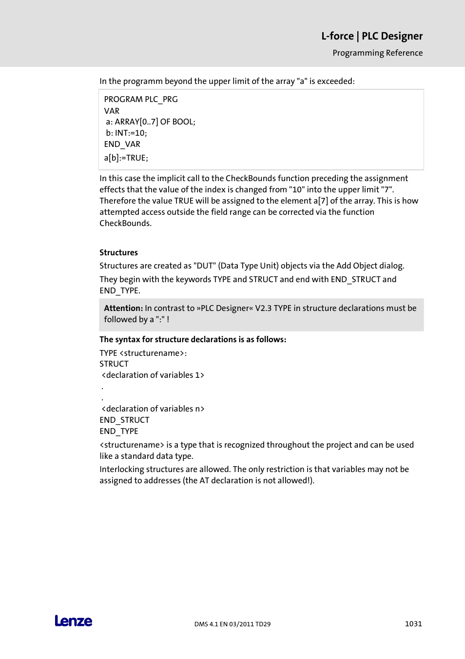 Structures, L-force | plc designer | Lenze PLC Designer PLC Designer (R3-1) User Manual | Page 1033 / 1170