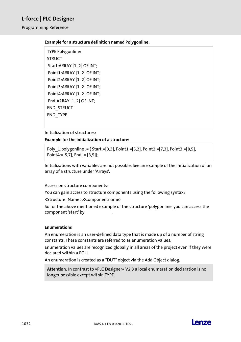 Enumerations, L-force | plc designer | Lenze PLC Designer PLC Designer (R3-1) User Manual | Page 1034 / 1170