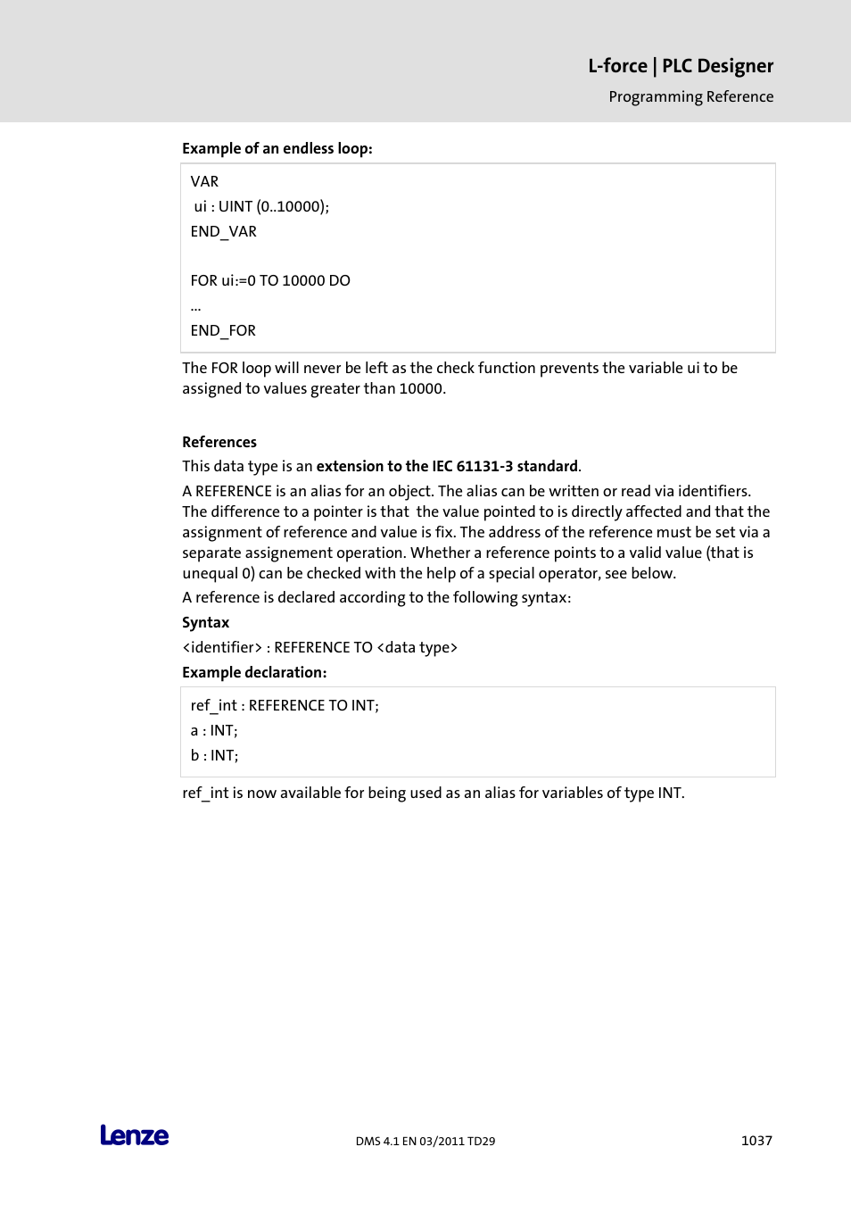 References, L-force | plc designer | Lenze PLC Designer PLC Designer (R3-1) User Manual | Page 1039 / 1170