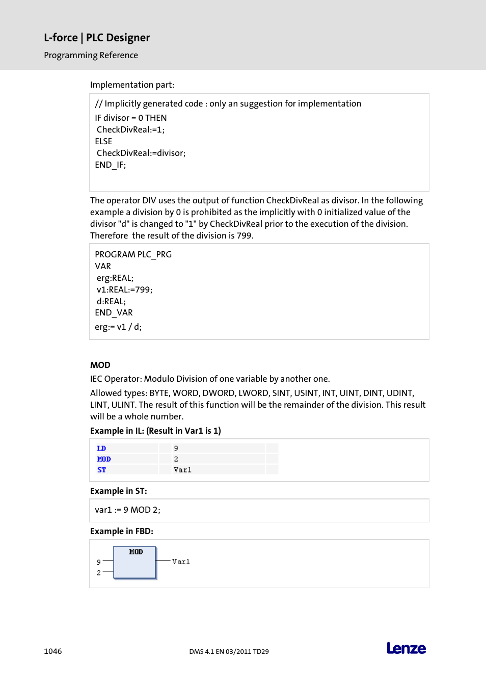 L-force | plc designer | Lenze PLC Designer PLC Designer (R3-1) User Manual | Page 1048 / 1170