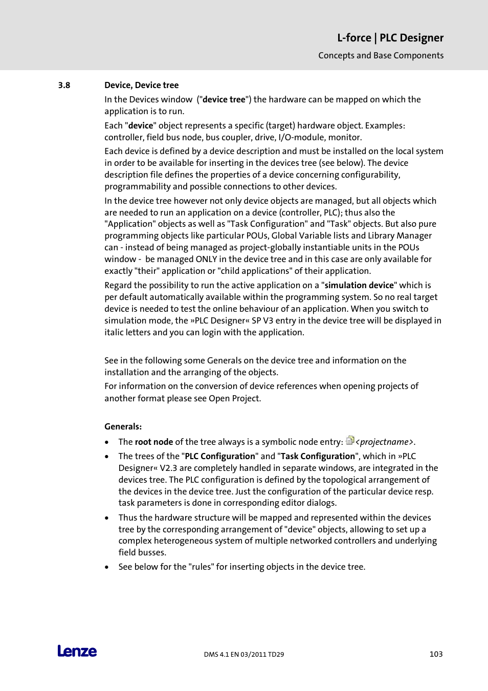 Device, device tree, L-force | plc designer | Lenze PLC Designer PLC Designer (R3-1) User Manual | Page 105 / 1170