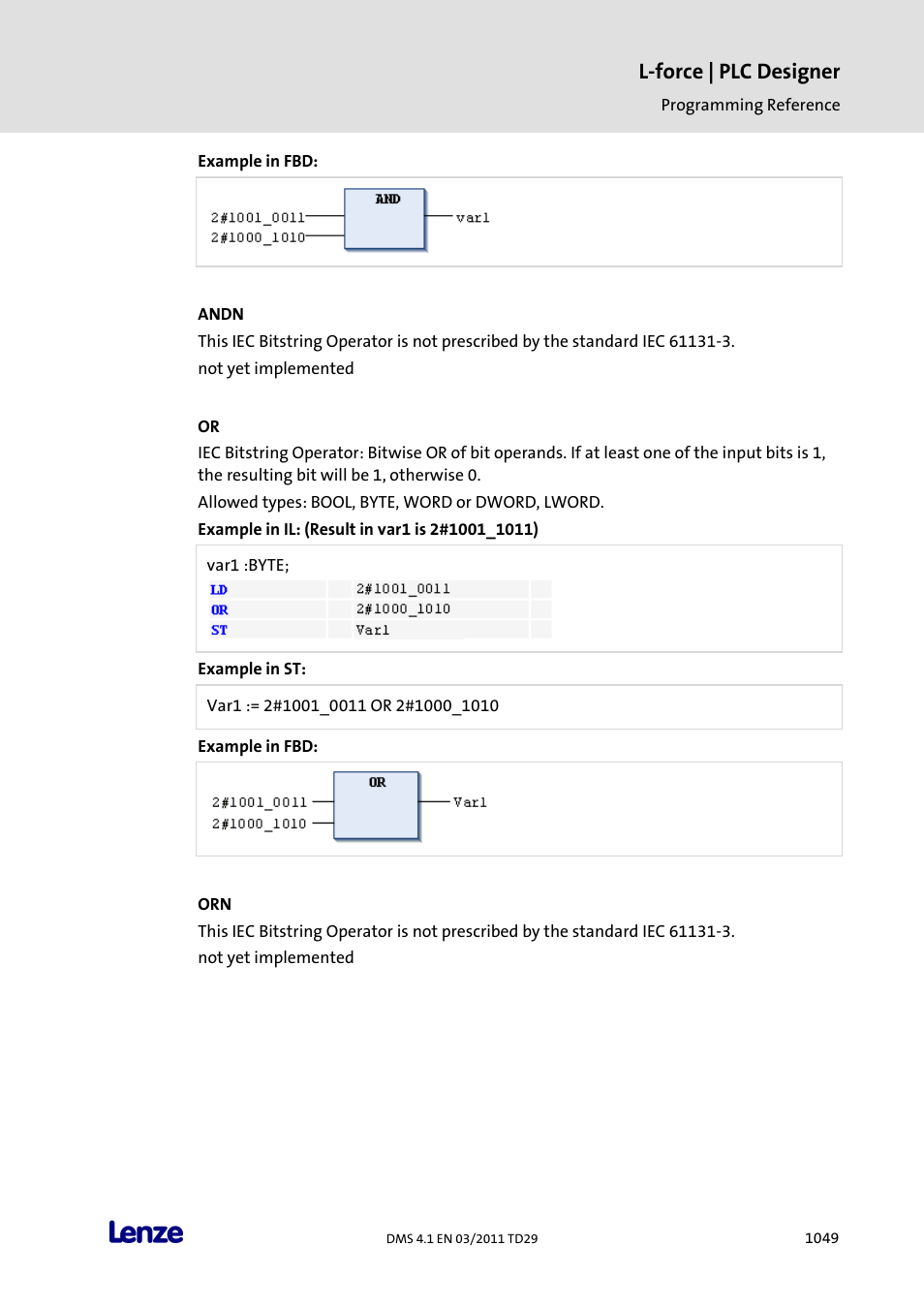 Andn, L-force | plc designer | Lenze PLC Designer PLC Designer (R3-1) User Manual | Page 1051 / 1170