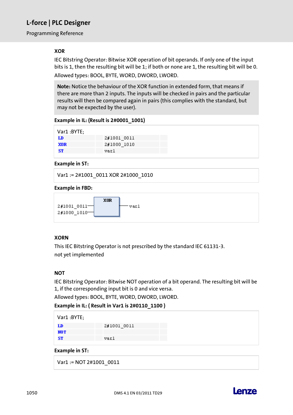 Xorn, L-force | plc designer | Lenze PLC Designer PLC Designer (R3-1) User Manual | Page 1052 / 1170