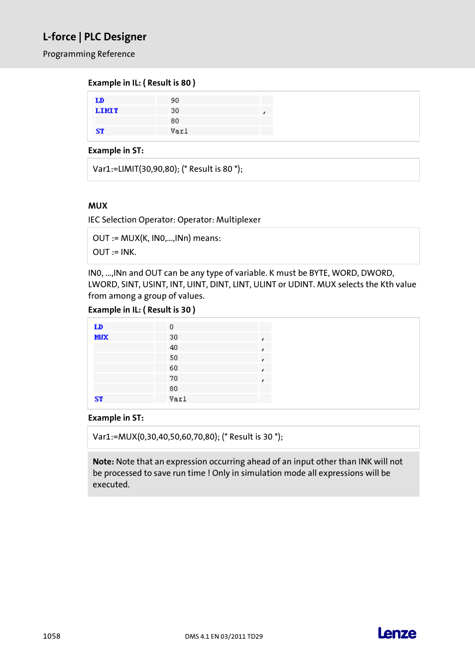 L-force | plc designer | Lenze PLC Designer PLC Designer (R3-1) User Manual | Page 1060 / 1170