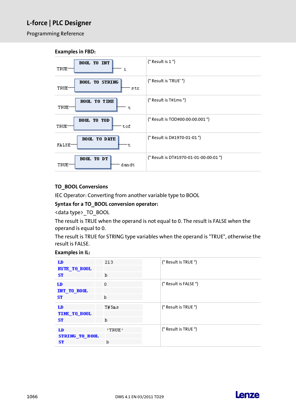 To_bool conversions, L-force | plc designer | Lenze PLC Designer PLC Designer (R3-1) User Manual | Page 1068 / 1170