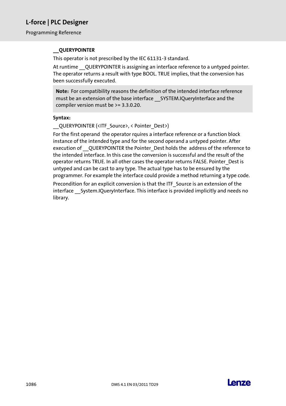 Querypointer, L-force | plc designer | Lenze PLC Designer PLC Designer (R3-1) User Manual | Page 1088 / 1170