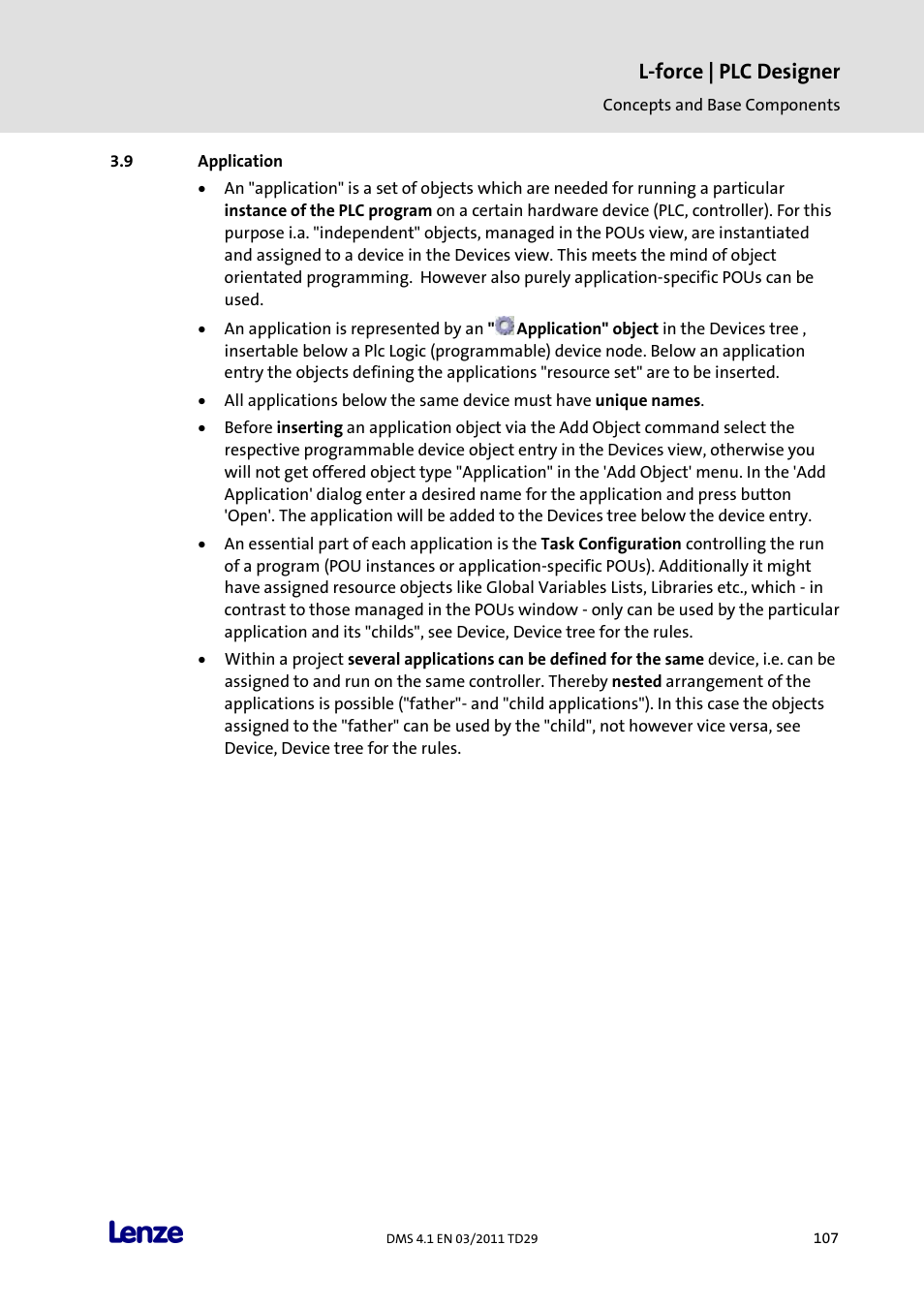 Application, L-force | plc designer | Lenze PLC Designer PLC Designer (R3-1) User Manual | Page 109 / 1170
