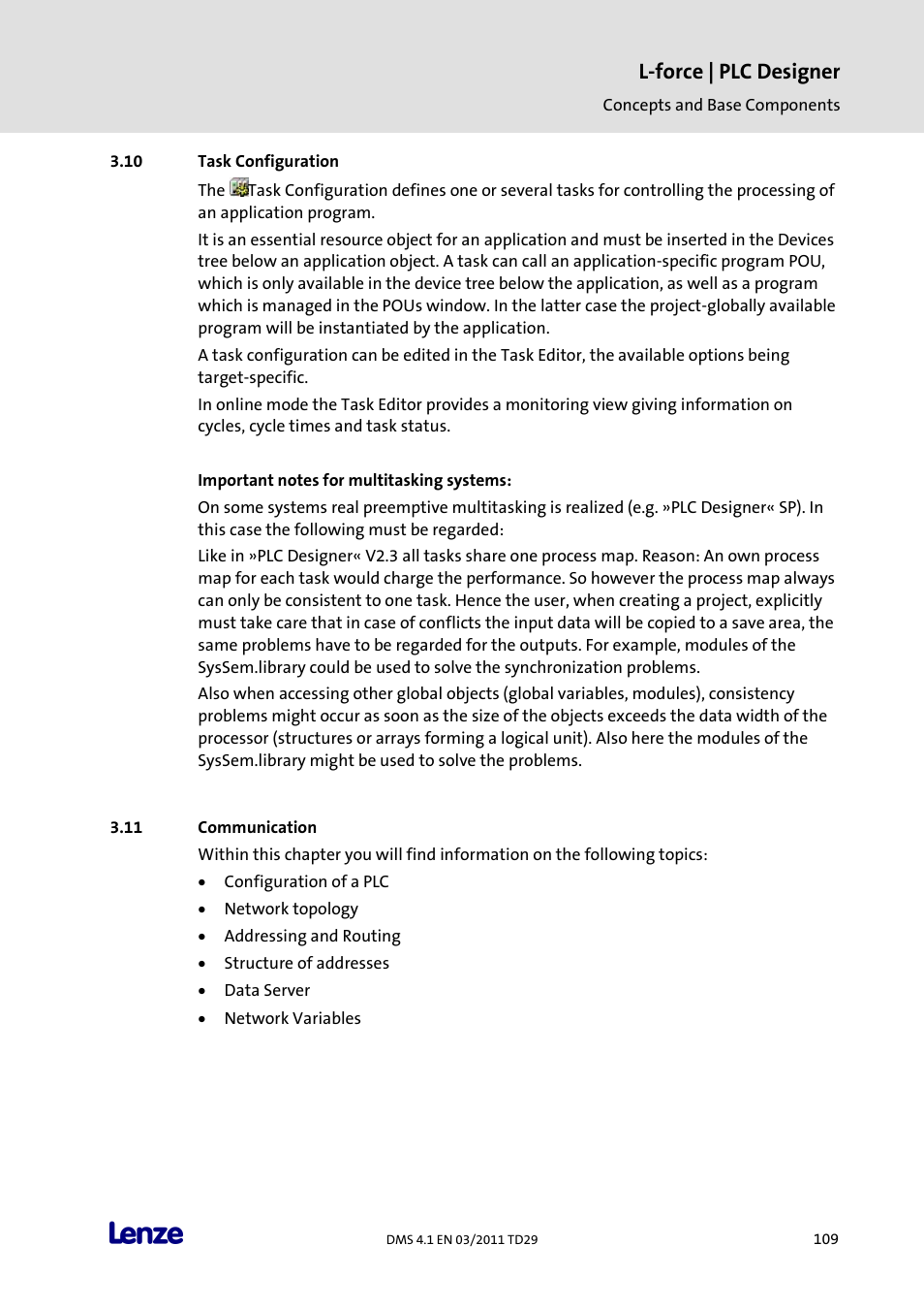 Task configuration, Communication, L-force | plc designer | Lenze PLC Designer PLC Designer (R3-1) User Manual | Page 111 / 1170