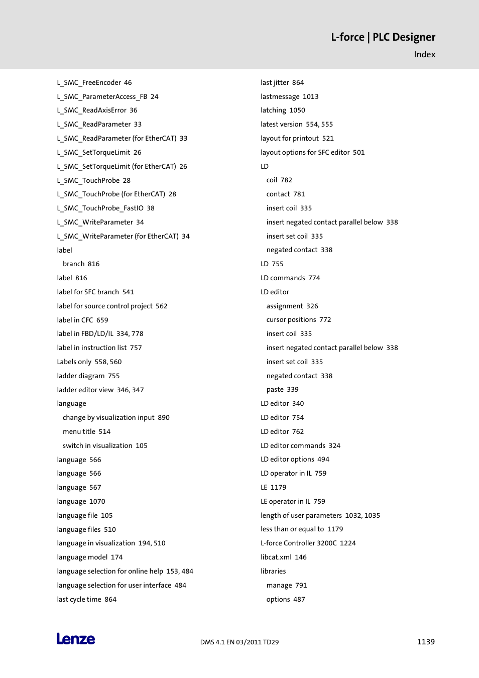 L-force | plc designer | Lenze PLC Designer PLC Designer (R3-1) User Manual | Page 1141 / 1170