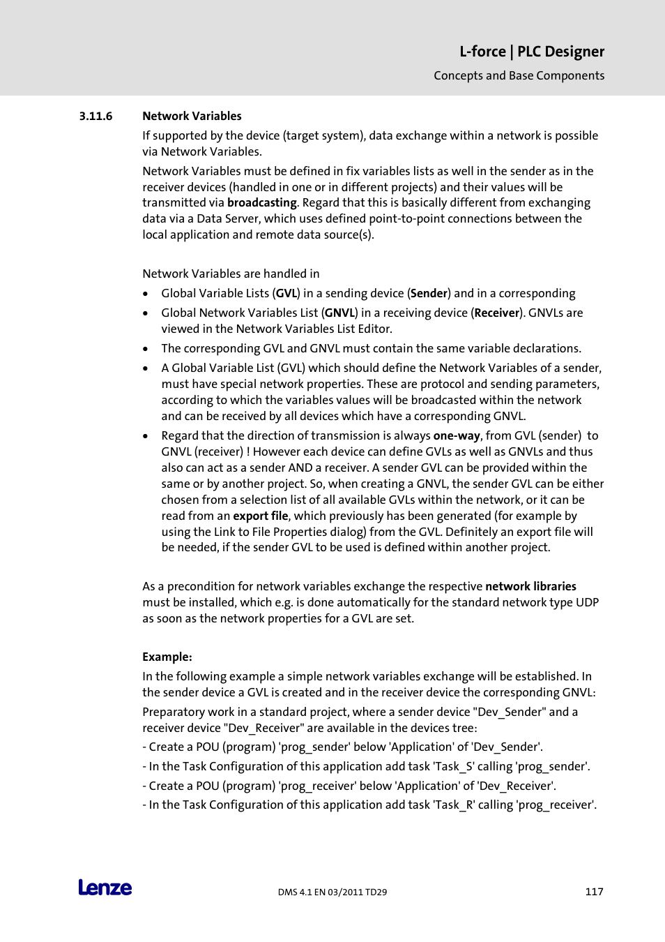 Network variables, L-force | plc designer | Lenze PLC Designer PLC Designer (R3-1) User Manual | Page 119 / 1170