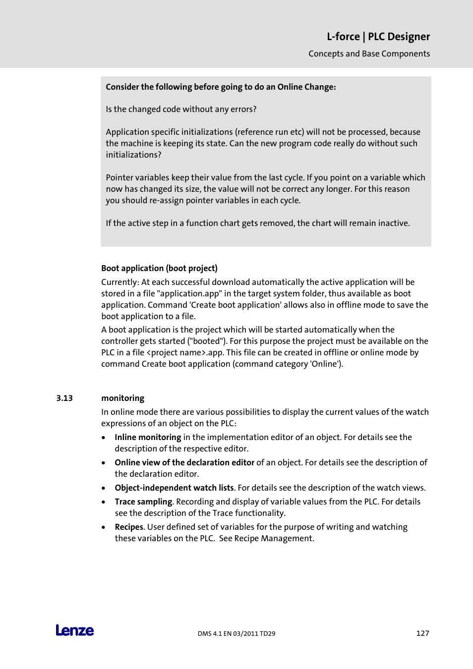 Monitoring, L-force | plc designer | Lenze PLC Designer PLC Designer (R3-1) User Manual | Page 129 / 1170